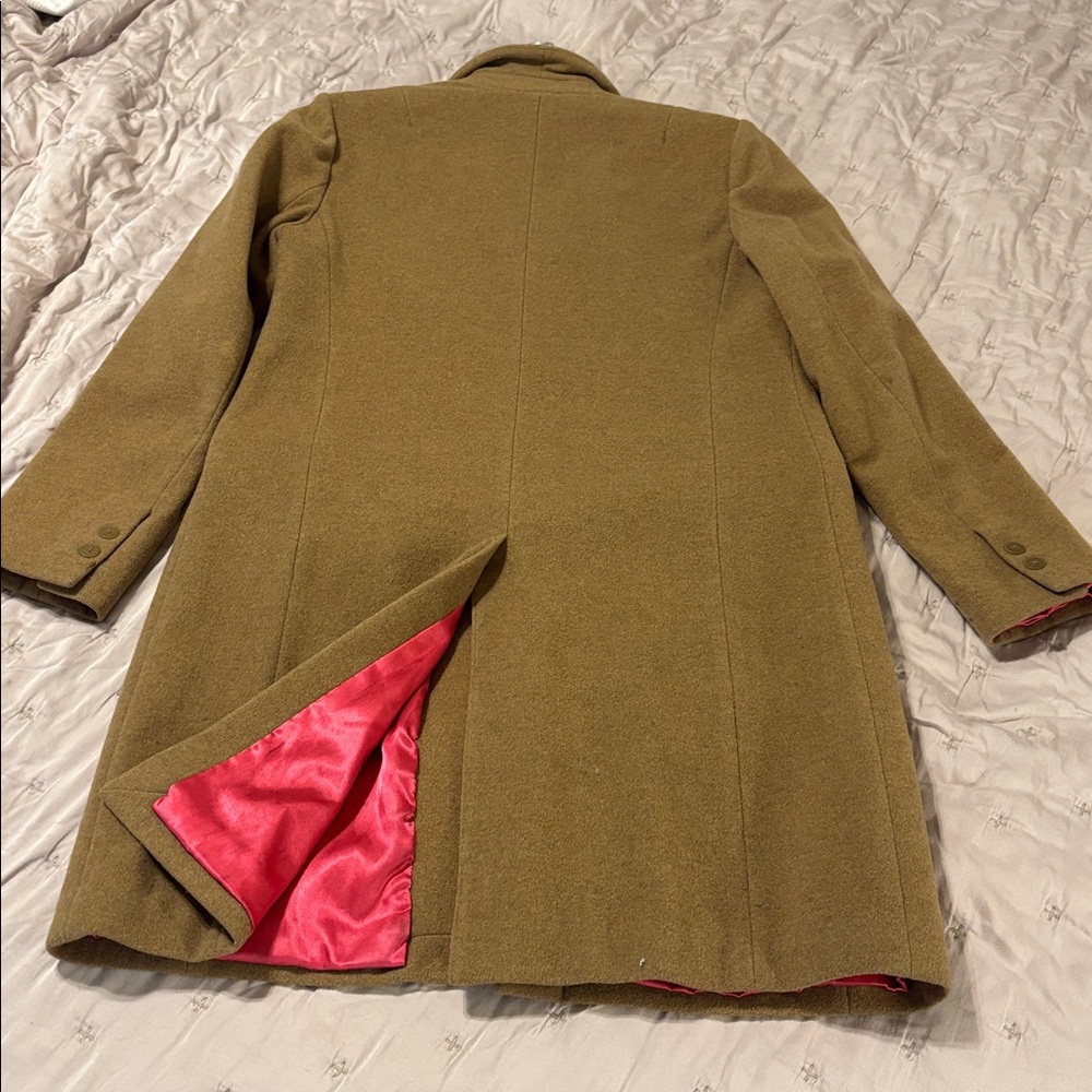 GAP Women's Camel Wool cashmere Blend Long Coat - Camel hot pink lining - Picture 6 of 6